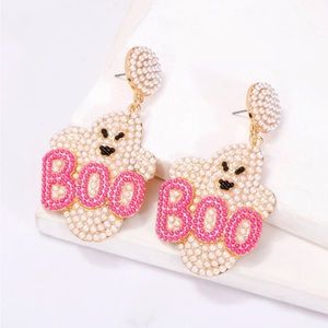 Pink and White Ghost Earrings